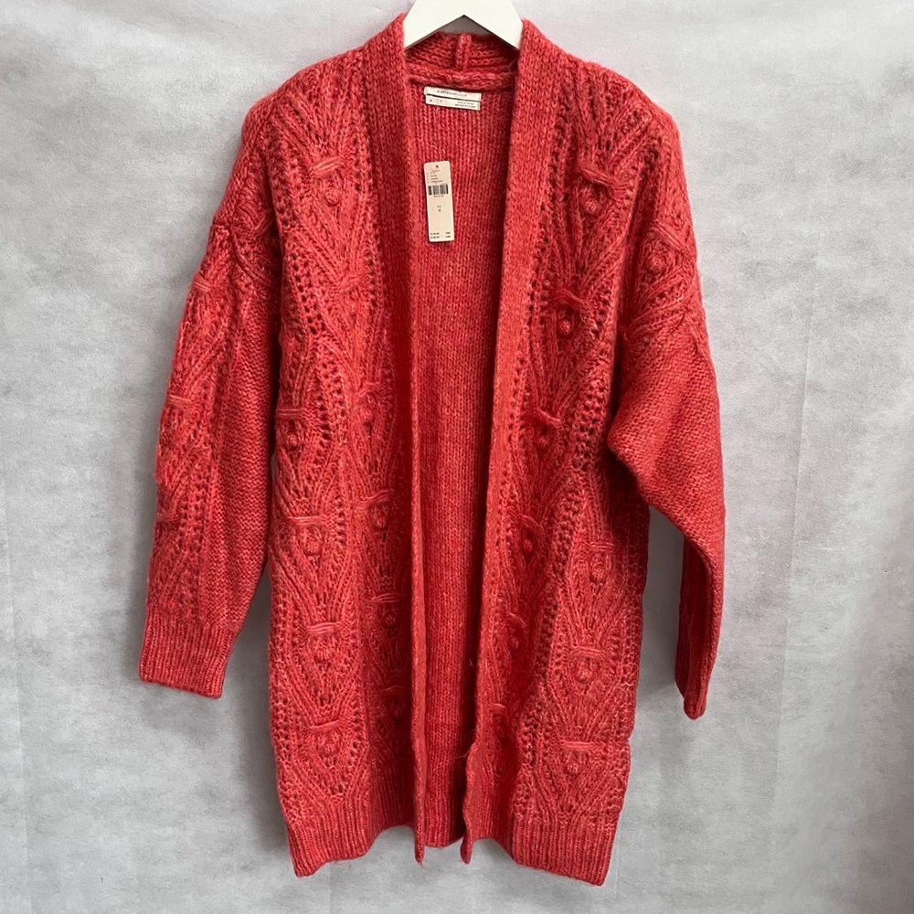 Anthro Nuria Textured Knotch Long Cardigan M - Picture 10 of 17